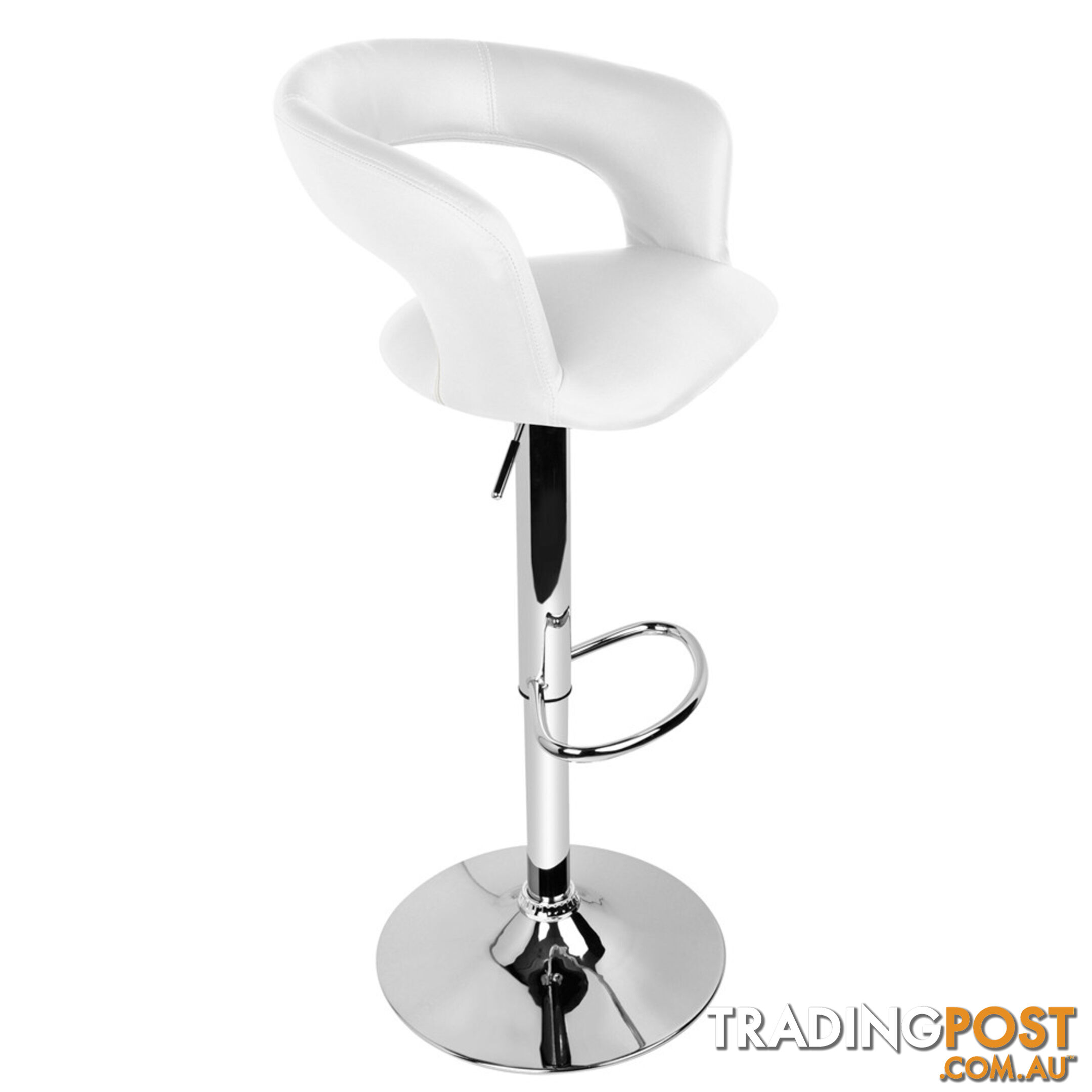 Set of 2 PU Leather Kitchen Bar Stool White