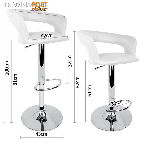 Set of 2 PU Leather Kitchen Bar Stool White