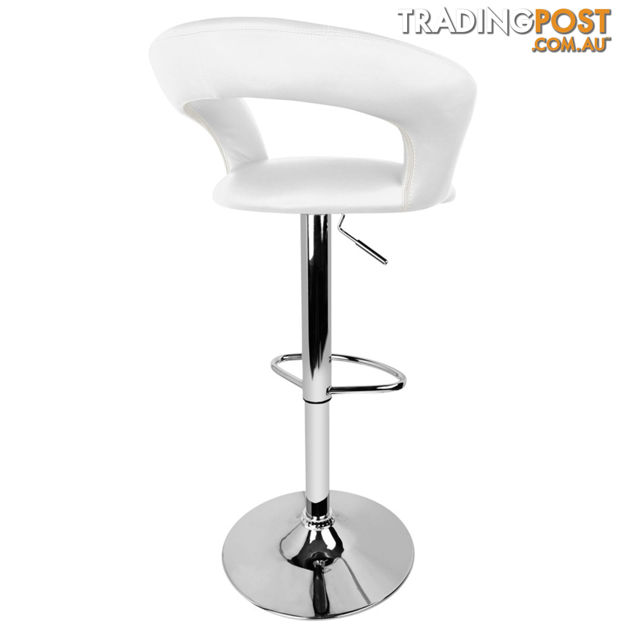 Set of 2 PU Leather Kitchen Bar Stool White