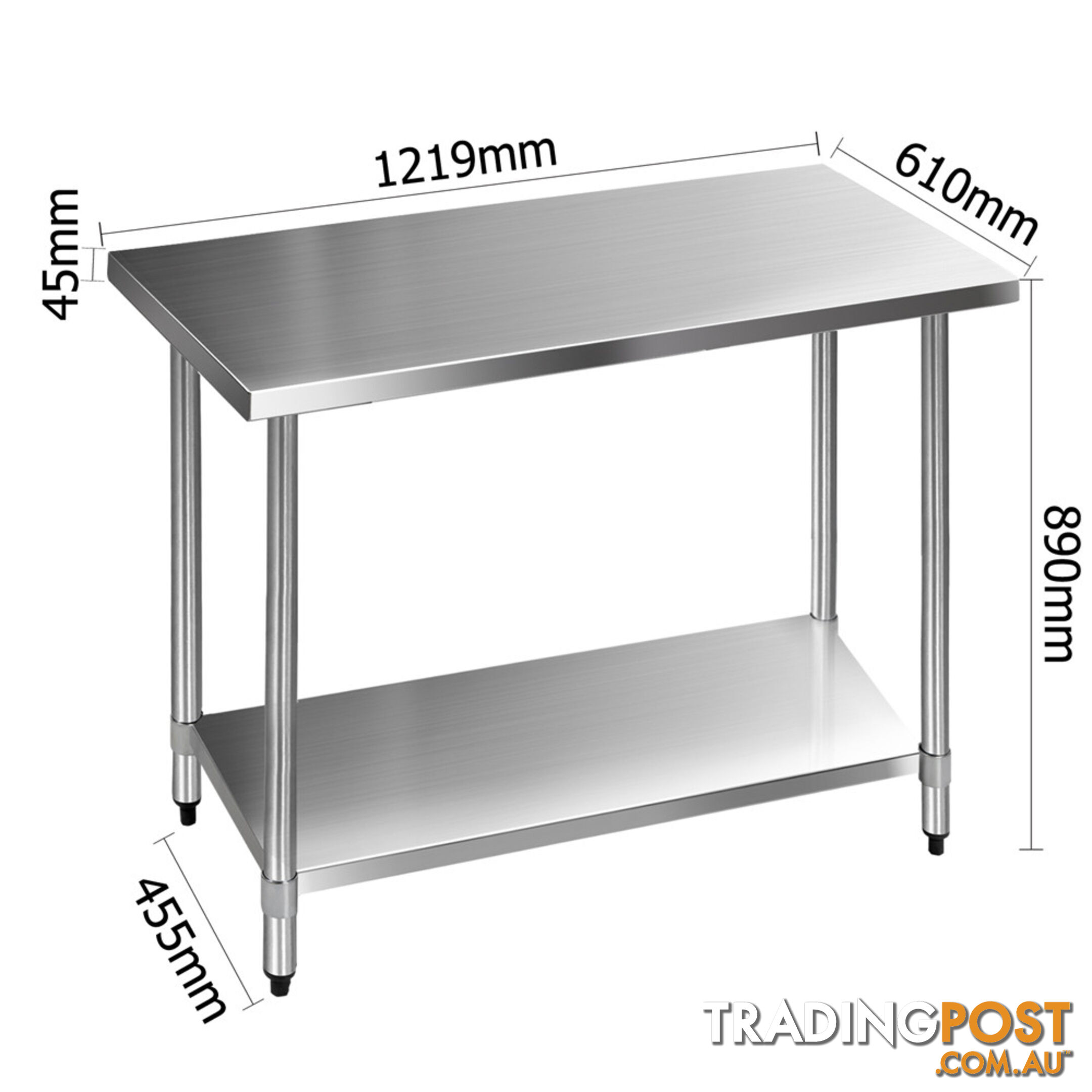 430 Stainless Steel Kitchen Work Bench Table 1219mm