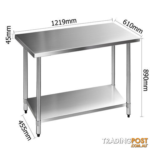 430 Stainless Steel Kitchen Work Bench Table 1219mm