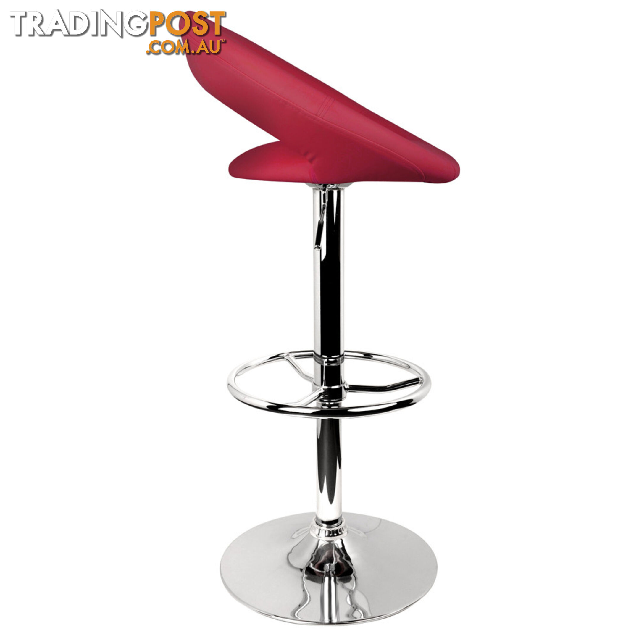 Set of 2 PU Leather Kitchen Bar Stool Red