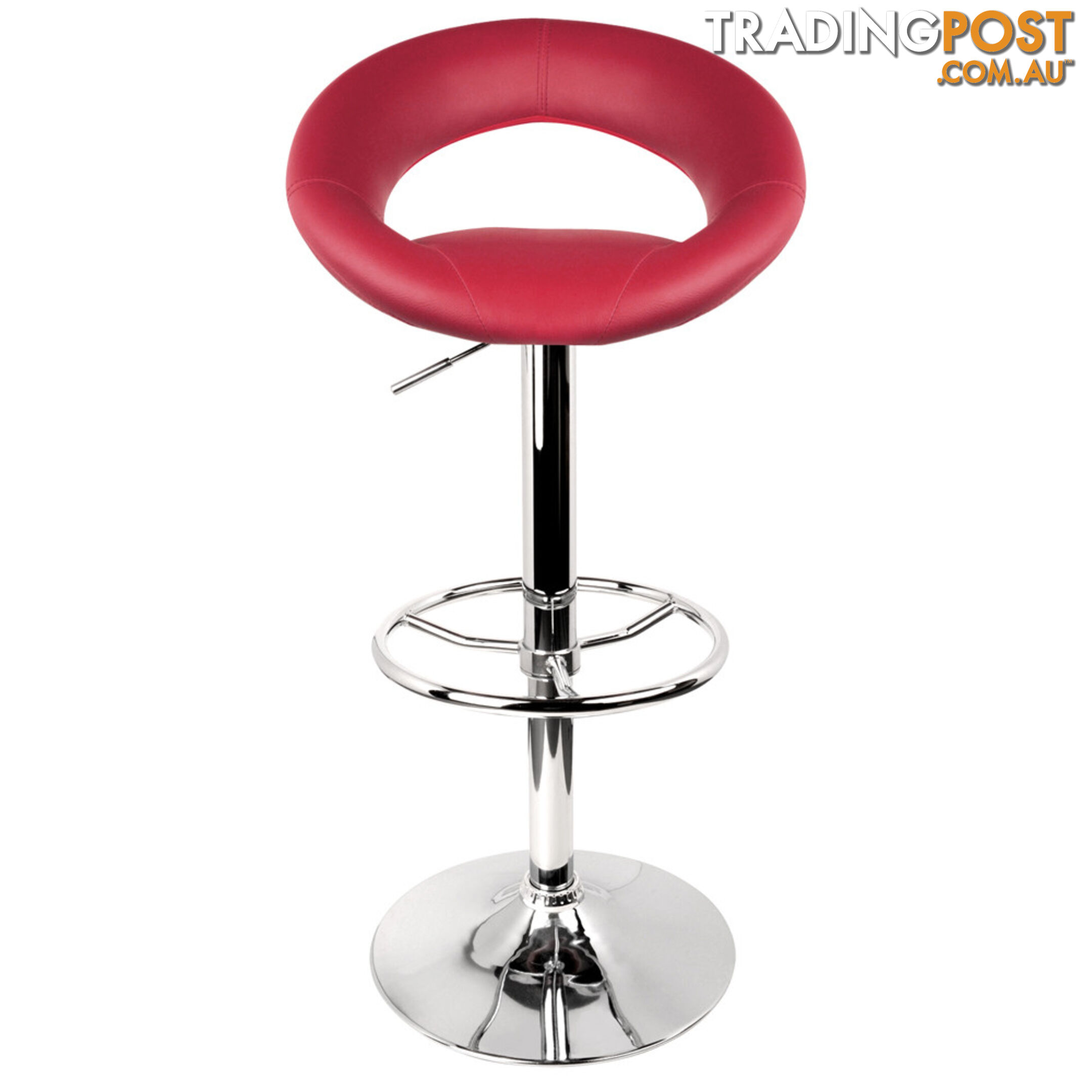 Set of 2 PU Leather Kitchen Bar Stool Red