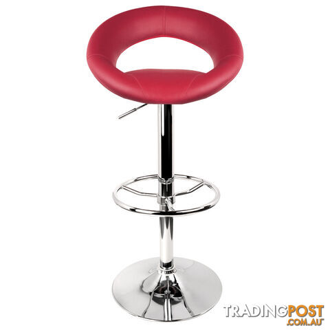 Set of 2 PU Leather Kitchen Bar Stool Red