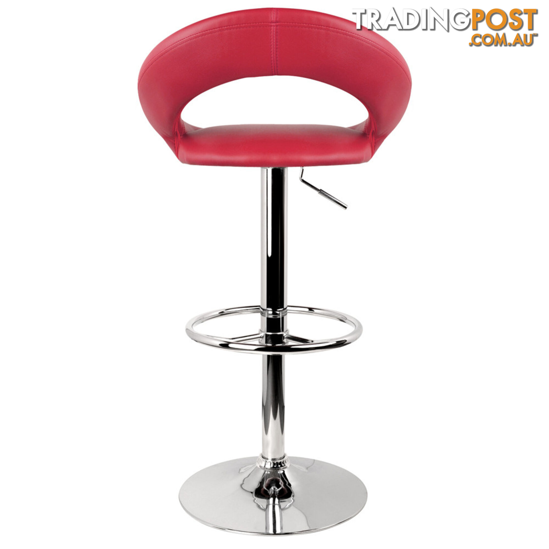 Set of 2 PU Leather Kitchen Bar Stool Red