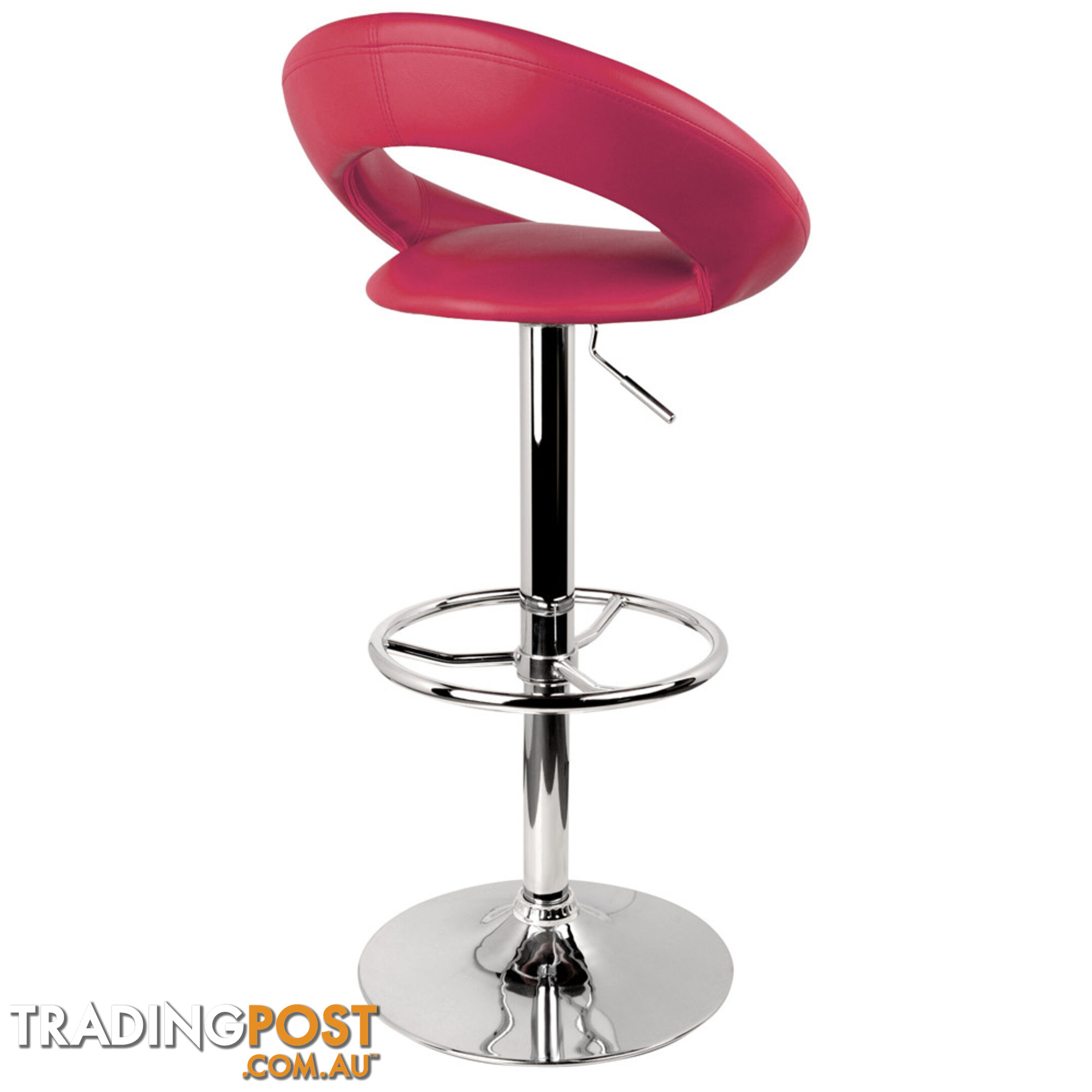 Set of 2 PU Leather Kitchen Bar Stool Red