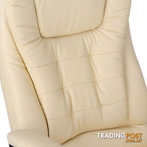 8 Point Massage Executive PU Leather Office Computer Chair Beige