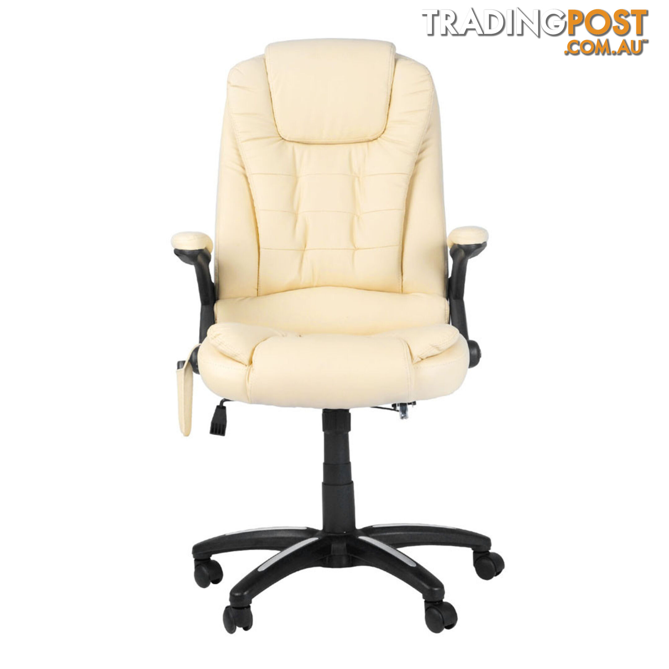 8 Point Massage Executive PU Leather Office Computer Chair Beige