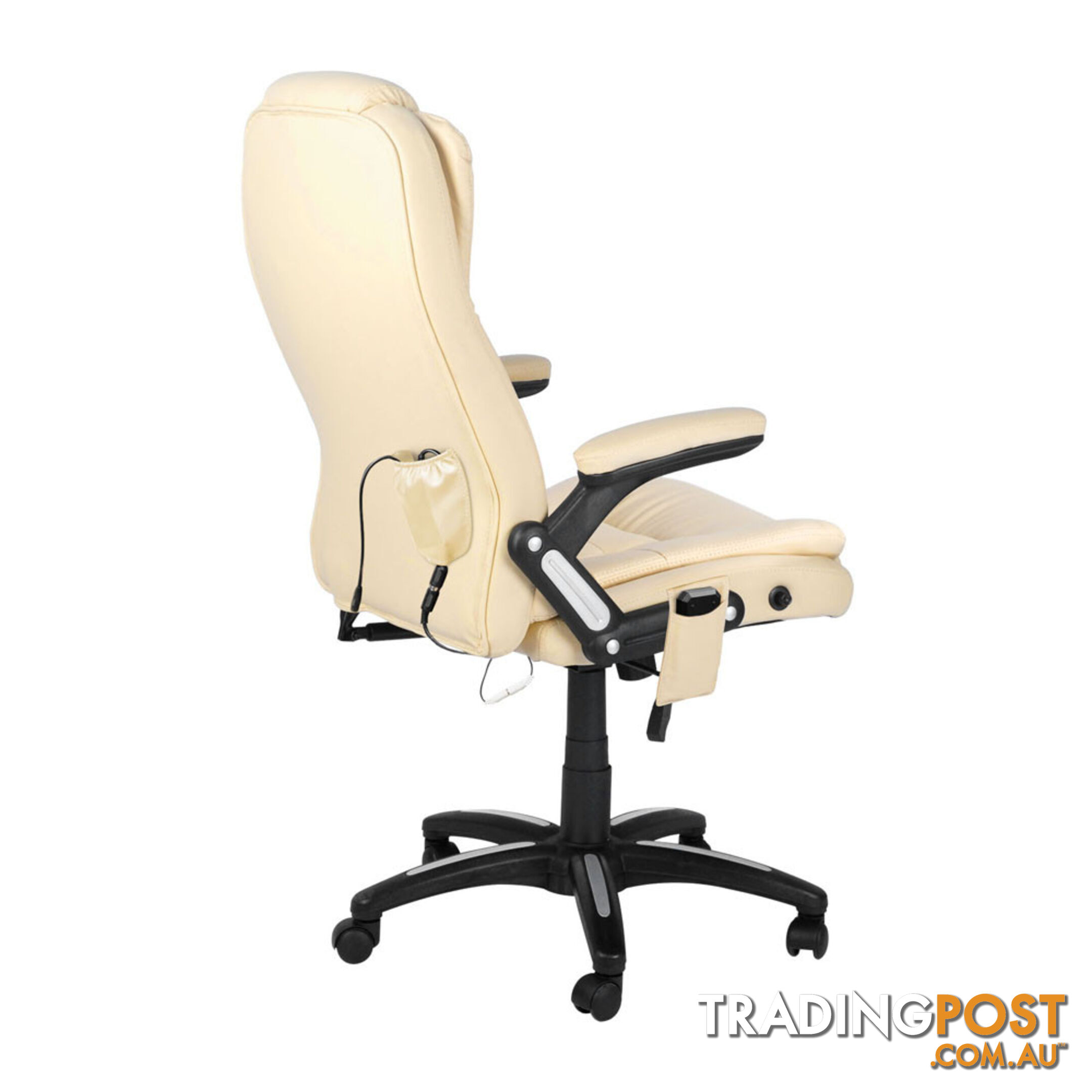 8 Point Massage Executive PU Leather Office Computer Chair Beige