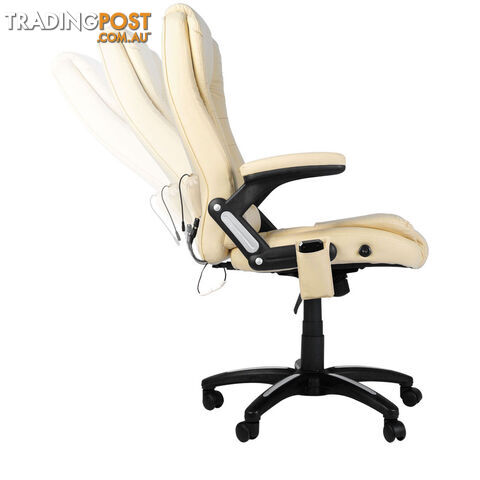 8 Point Massage Executive PU Leather Office Computer Chair Beige