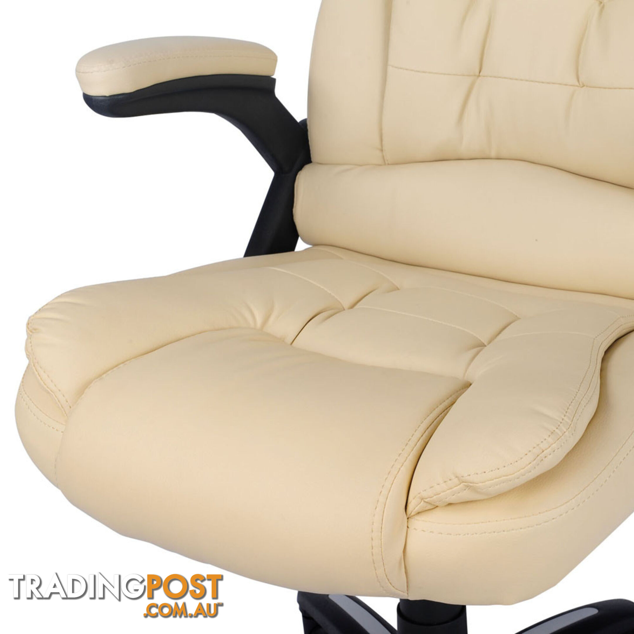 8 Point Massage Executive PU Leather Office Computer Chair Beige