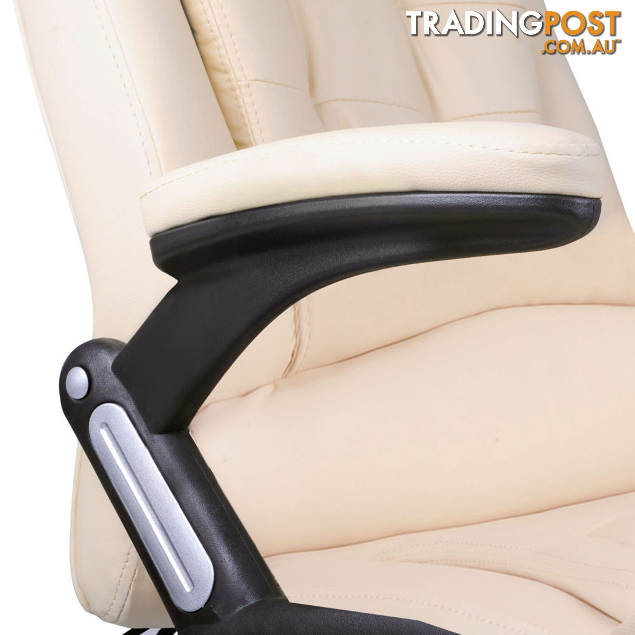 8 Point Massage Executive PU Leather Office Computer Chair Beige