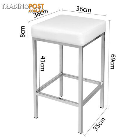 Set of 2 PU Leather Kitchen Bar Stool White