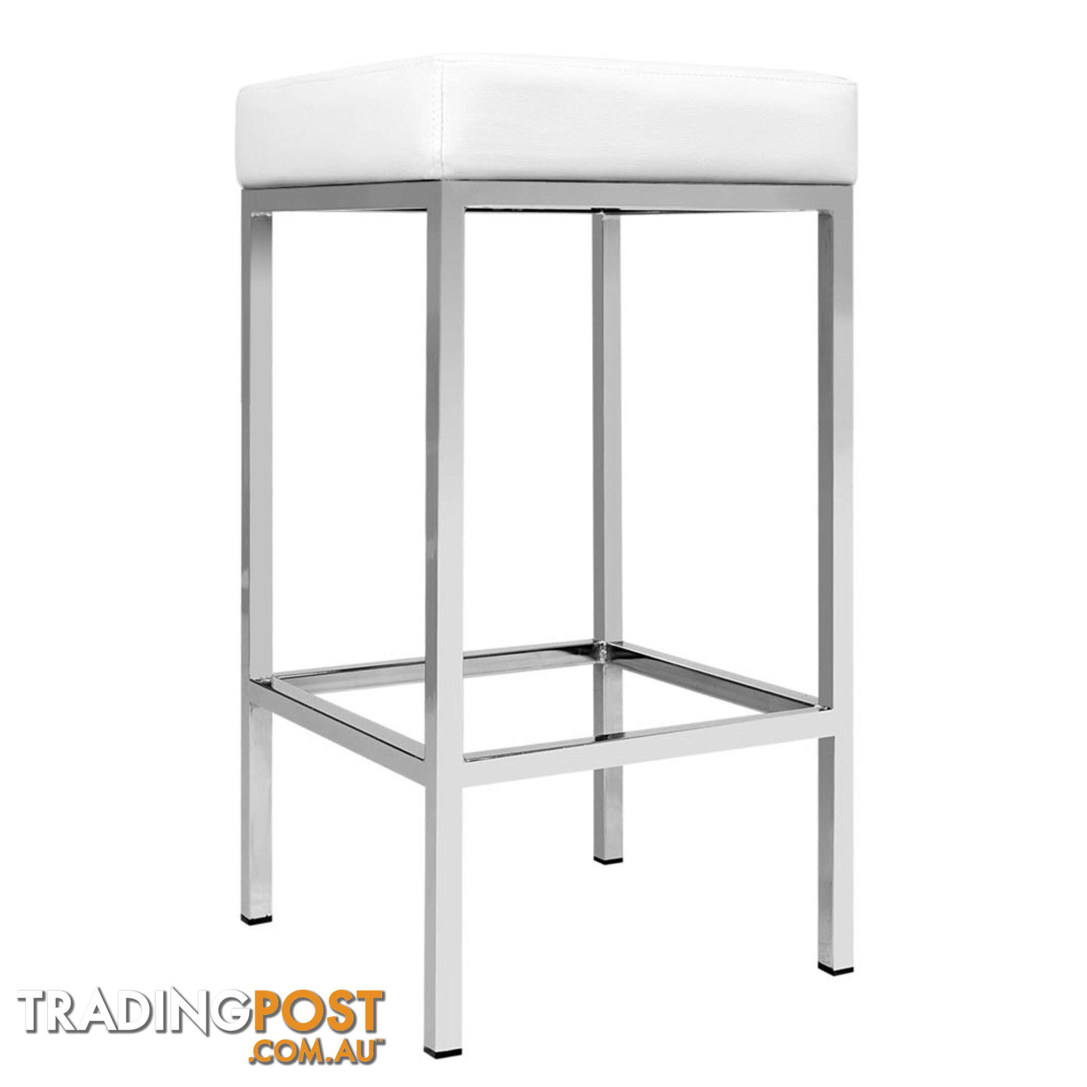 Set of 2 PU Leather Kitchen Bar Stool White