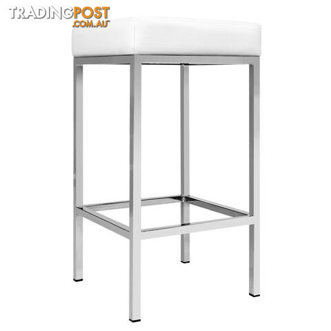 Set of 2 PU Leather Kitchen Bar Stool White