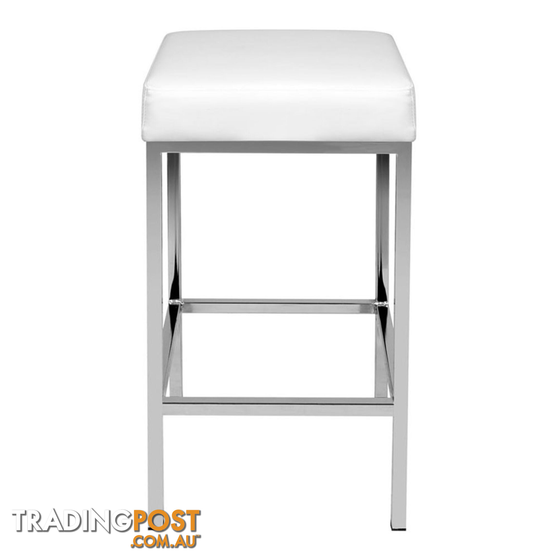 Set of 2 PU Leather Kitchen Bar Stool White