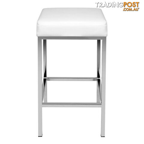 Set of 2 PU Leather Kitchen Bar Stool White