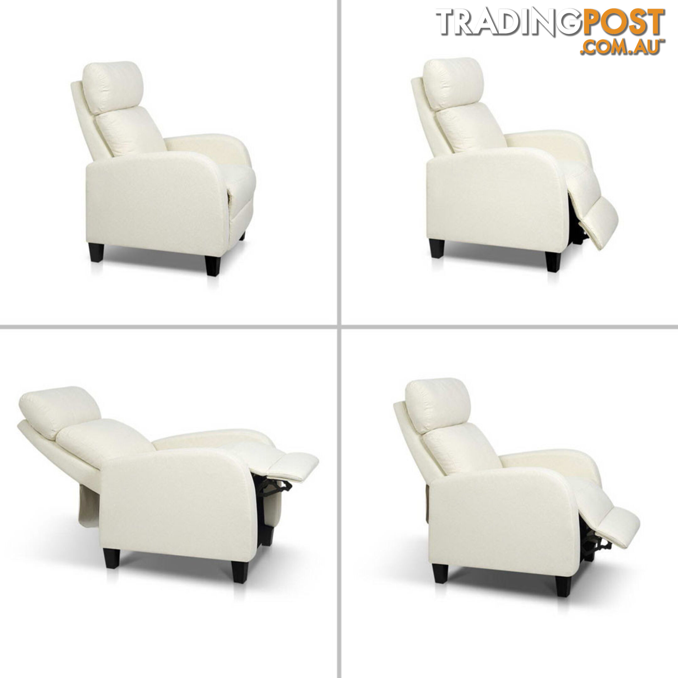 Linen Fabric Armchair Recliner - Beige