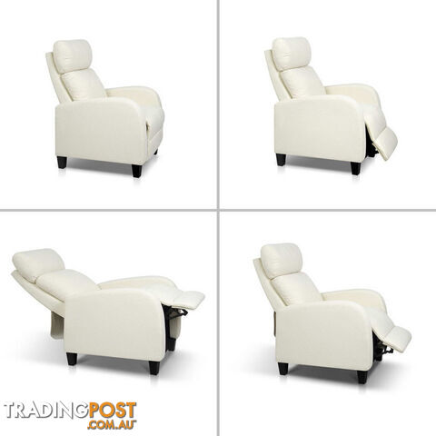 Linen Fabric Armchair Recliner - Beige