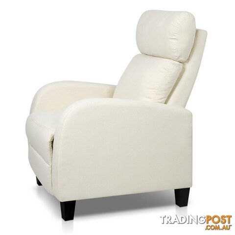 Linen Fabric Armchair Recliner - Beige