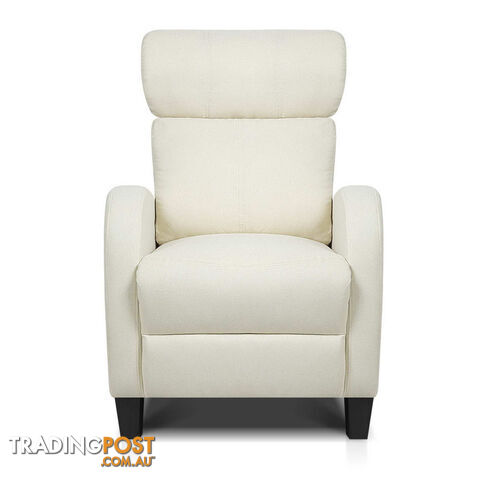 Linen Fabric Armchair Recliner - Beige