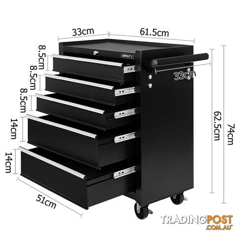 5 Drawers Roller Toolbox Cabinet  Black