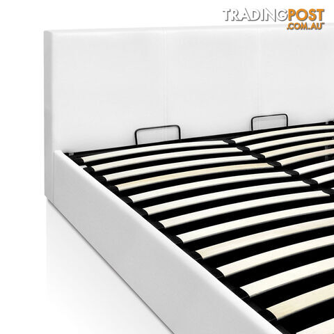 Deluxe Gas Lift PU Leather Storage Bed Frame Double White - photo 5 of 9