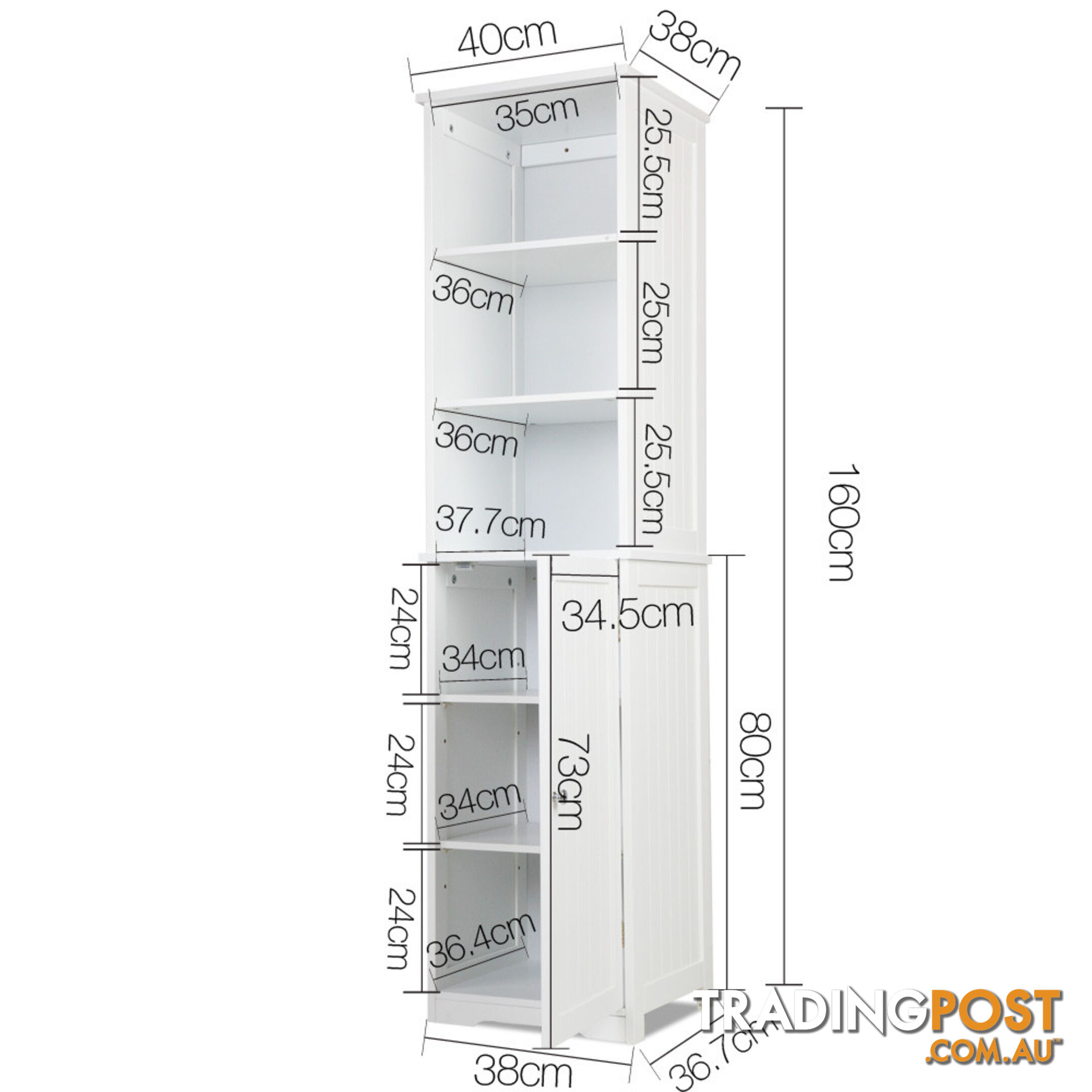 6 Tier Storage Cabinet - White