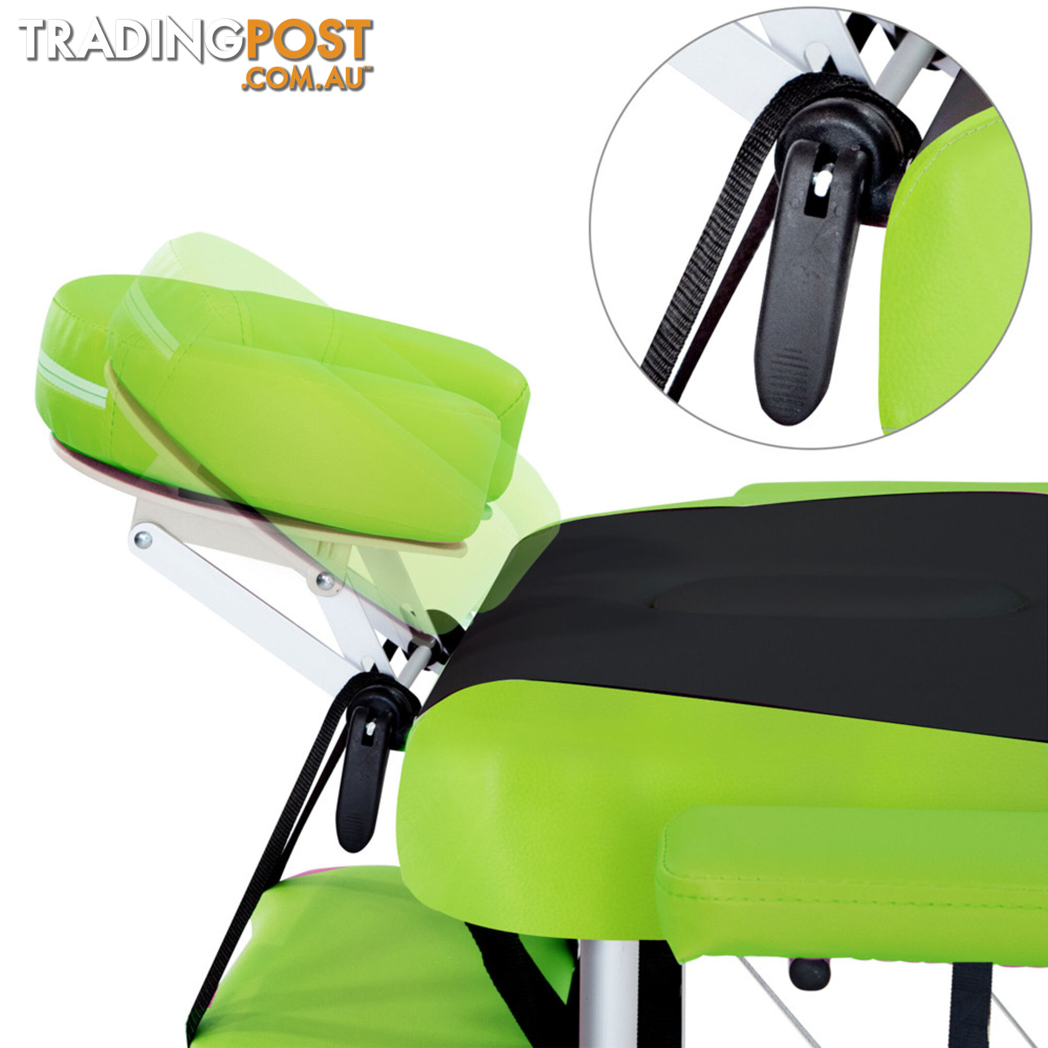 Aluminium Massage Table 3 Fold Green Black