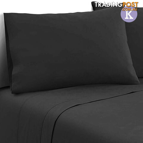 4 Piece Microfibre Sheet Set King  Black