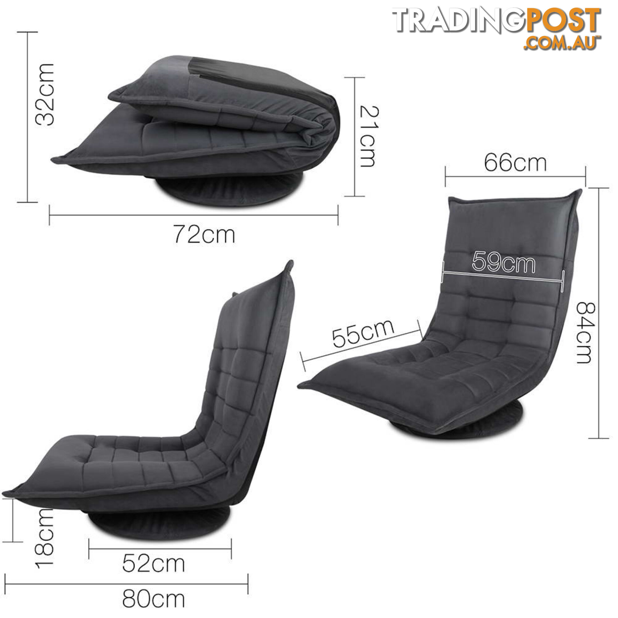 Single Size Lounge Chair with Arms  Grey