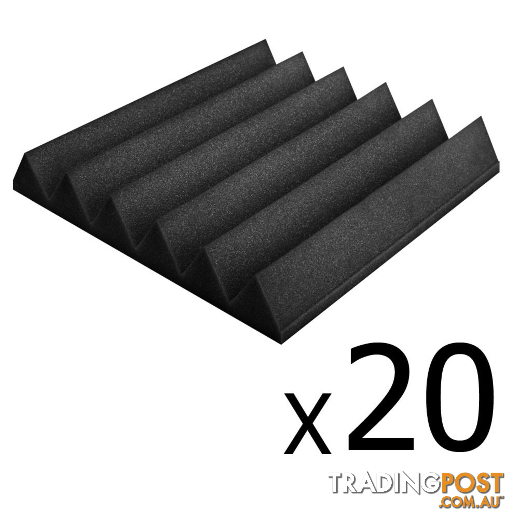 Set of 20 Studio Wedge Acoustic Foam Black 30 x 30cm