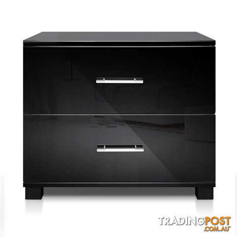 Glossy Bedside Table - Black