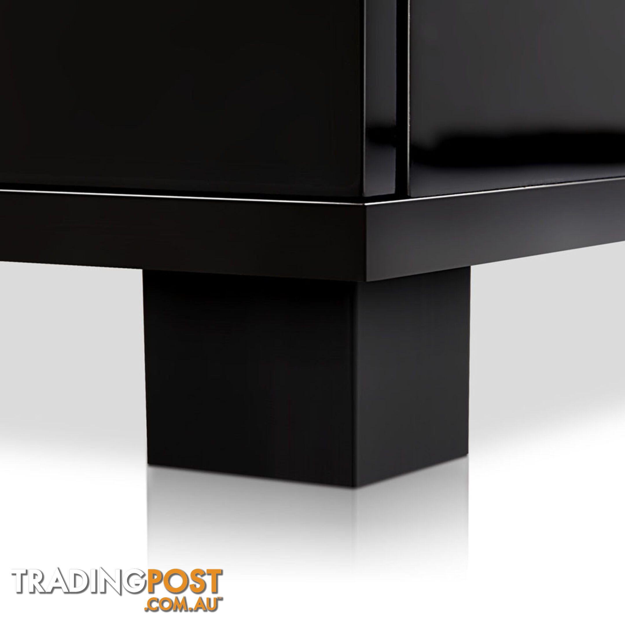 Glossy Bedside Table - Black