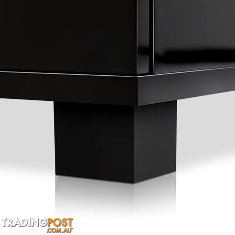 Glossy Bedside Table - Black