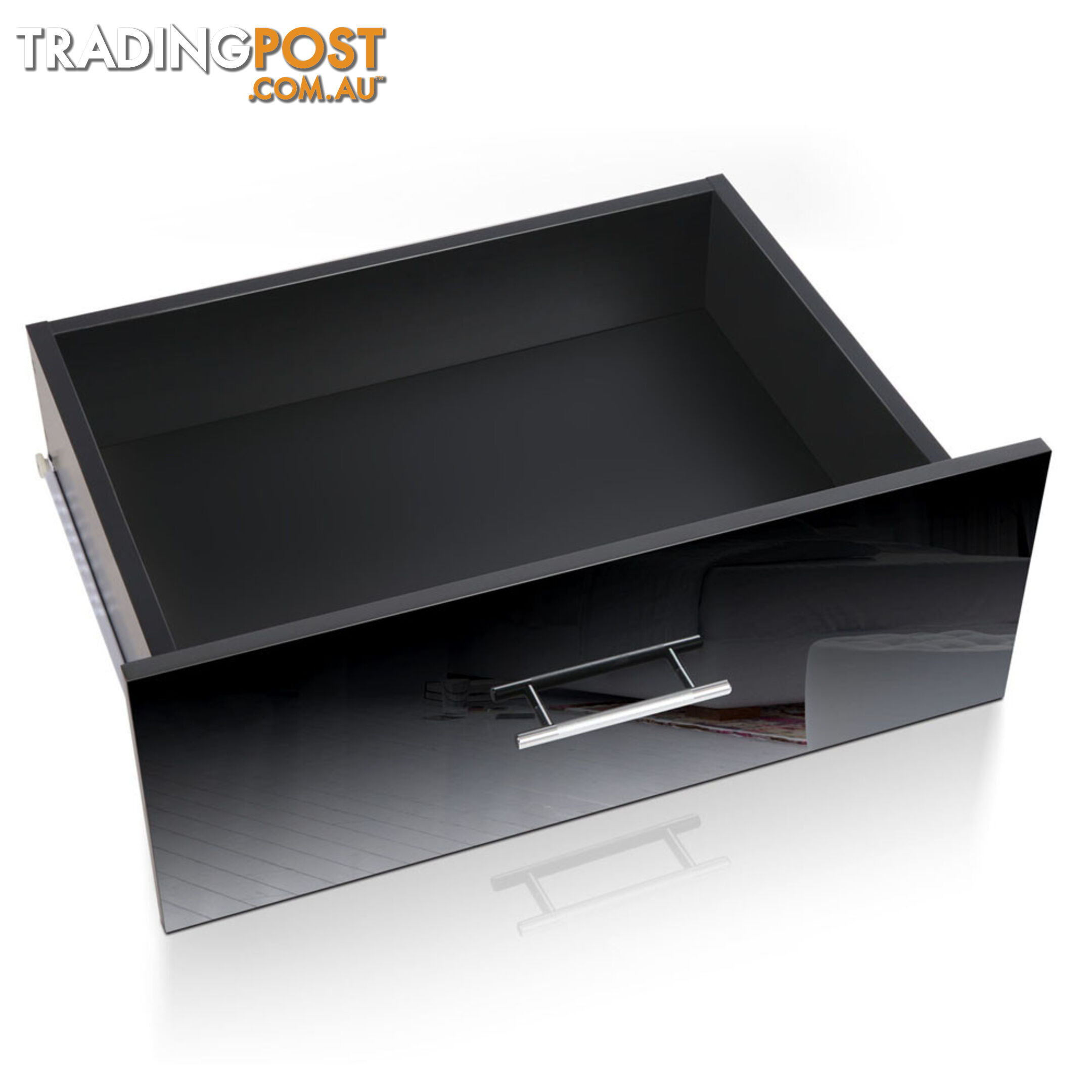 Glossy Bedside Table - Black