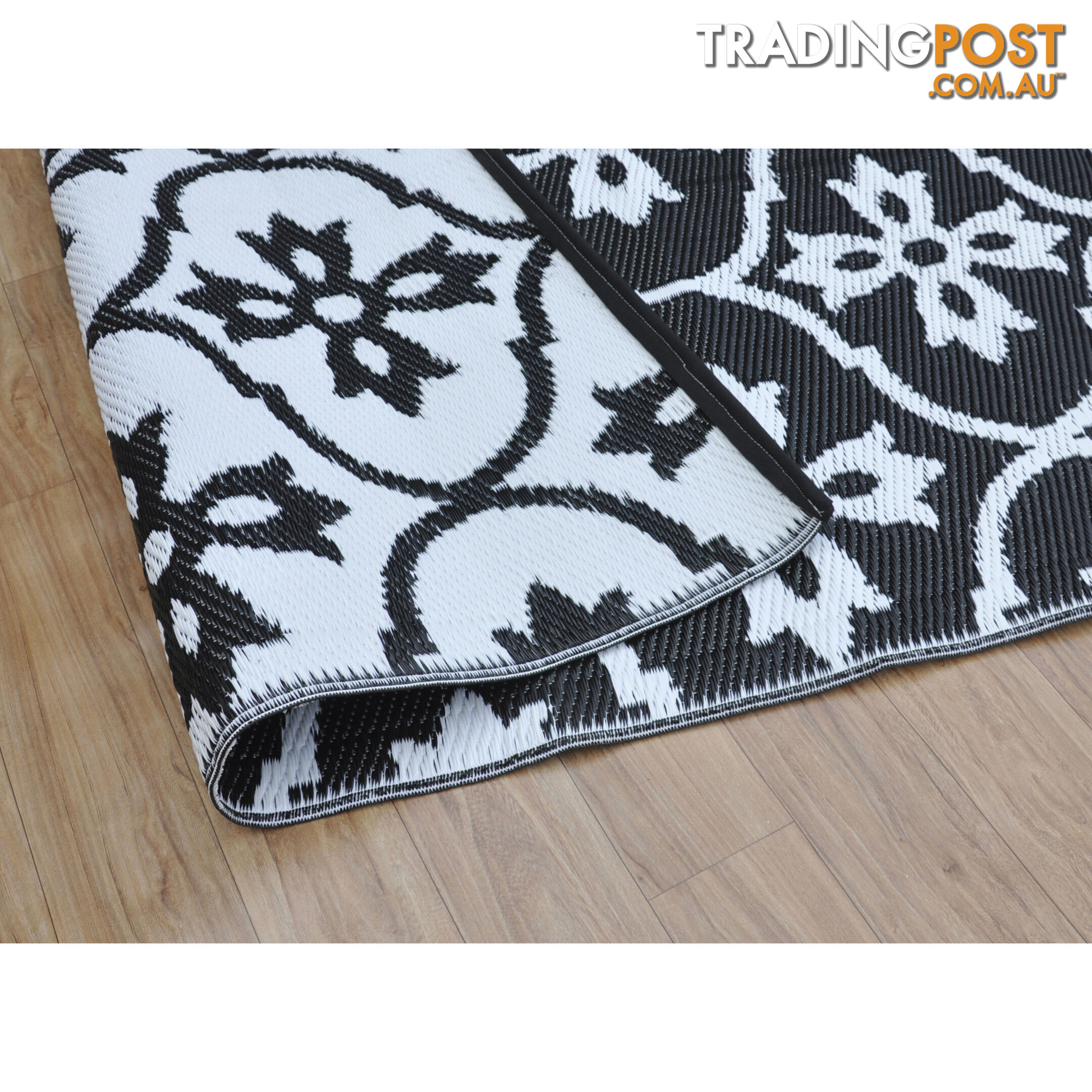 Moroccan Tile Reversable Rug Black & White 150x210cm