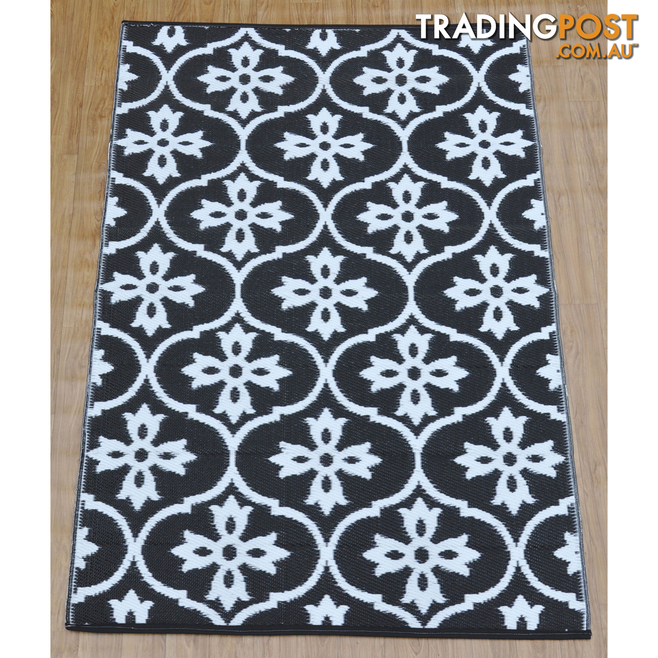 Moroccan Tile Reversable Rug Black & White 150x210cm