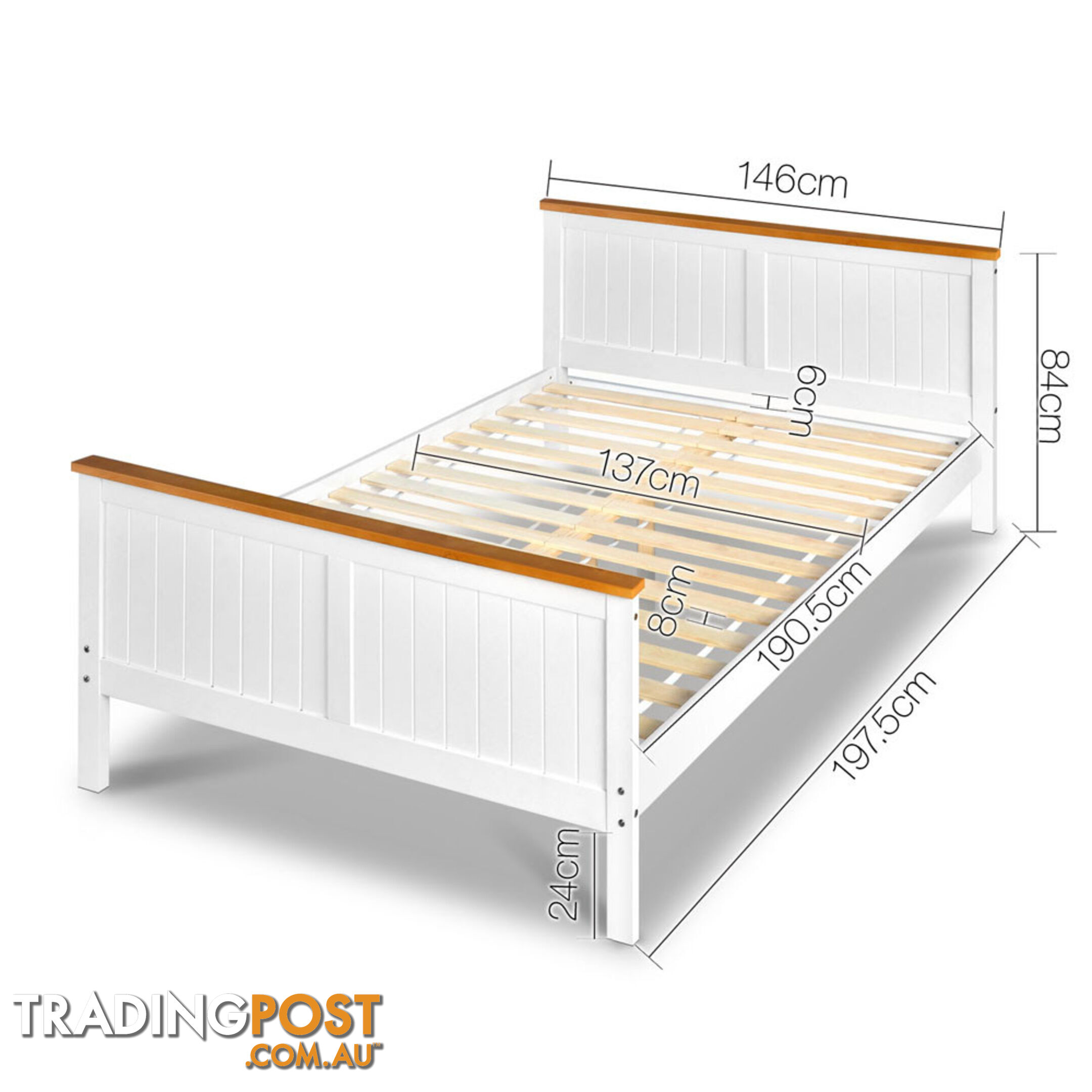 Pine Wood Double Bed Frame