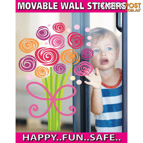 Large Size Bouquet of Flowers Wall Stickers - Totally Movable