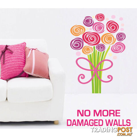 Large Size Bouquet of Flowers Wall Stickers - Totally Movable