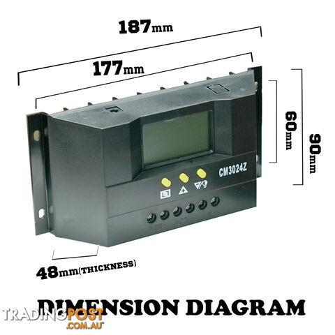 30A 12V-24V LCD Display PWM Solar Panel Regulator Charge Controller Battery Auto