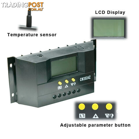 30A 12V-24V LCD Display PWM Solar Panel Regulator Charge Controller Battery Auto