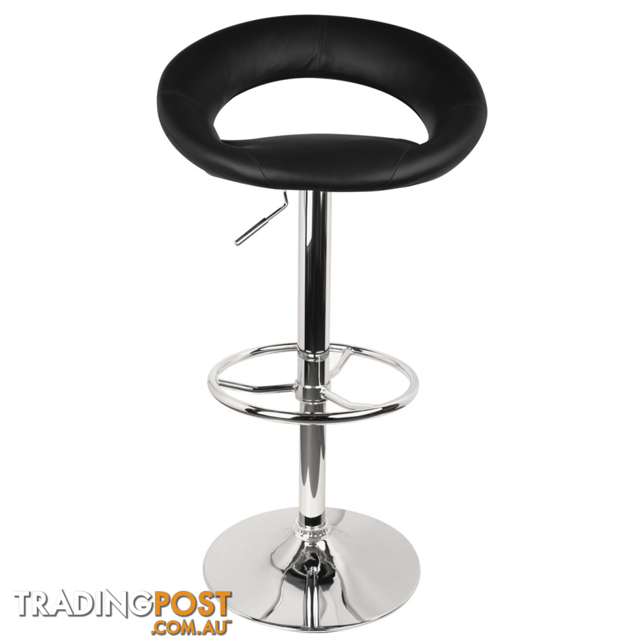 Set of 2 PU Leather Kitchen Bar Stool Black