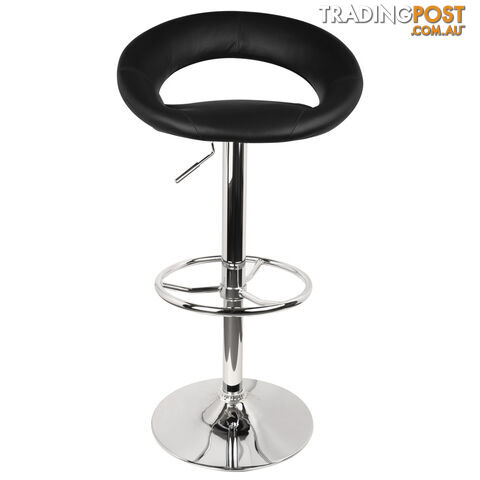 Set of 2 PU Leather Kitchen Bar Stool Black