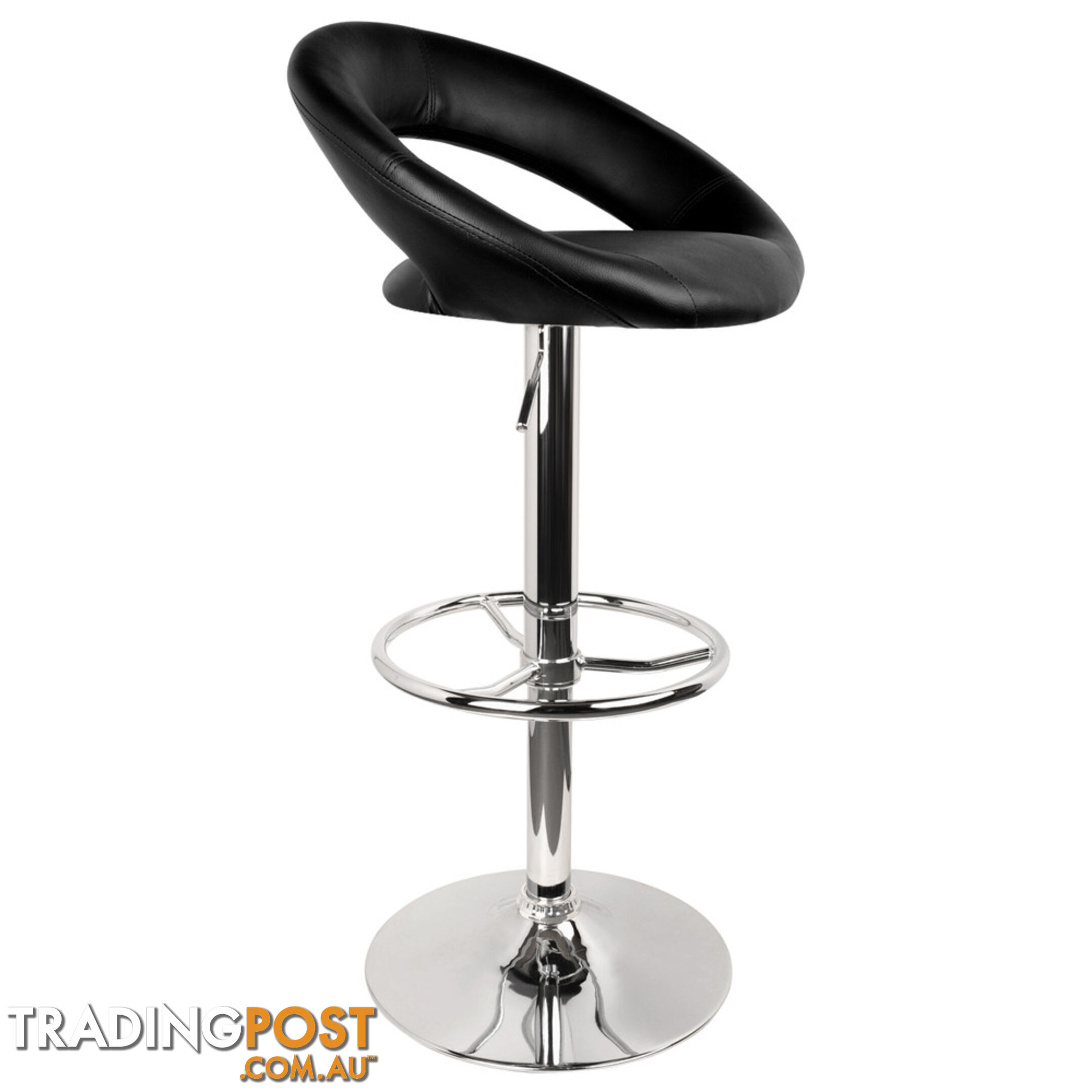 Set of 2 PU Leather Kitchen Bar Stool Black