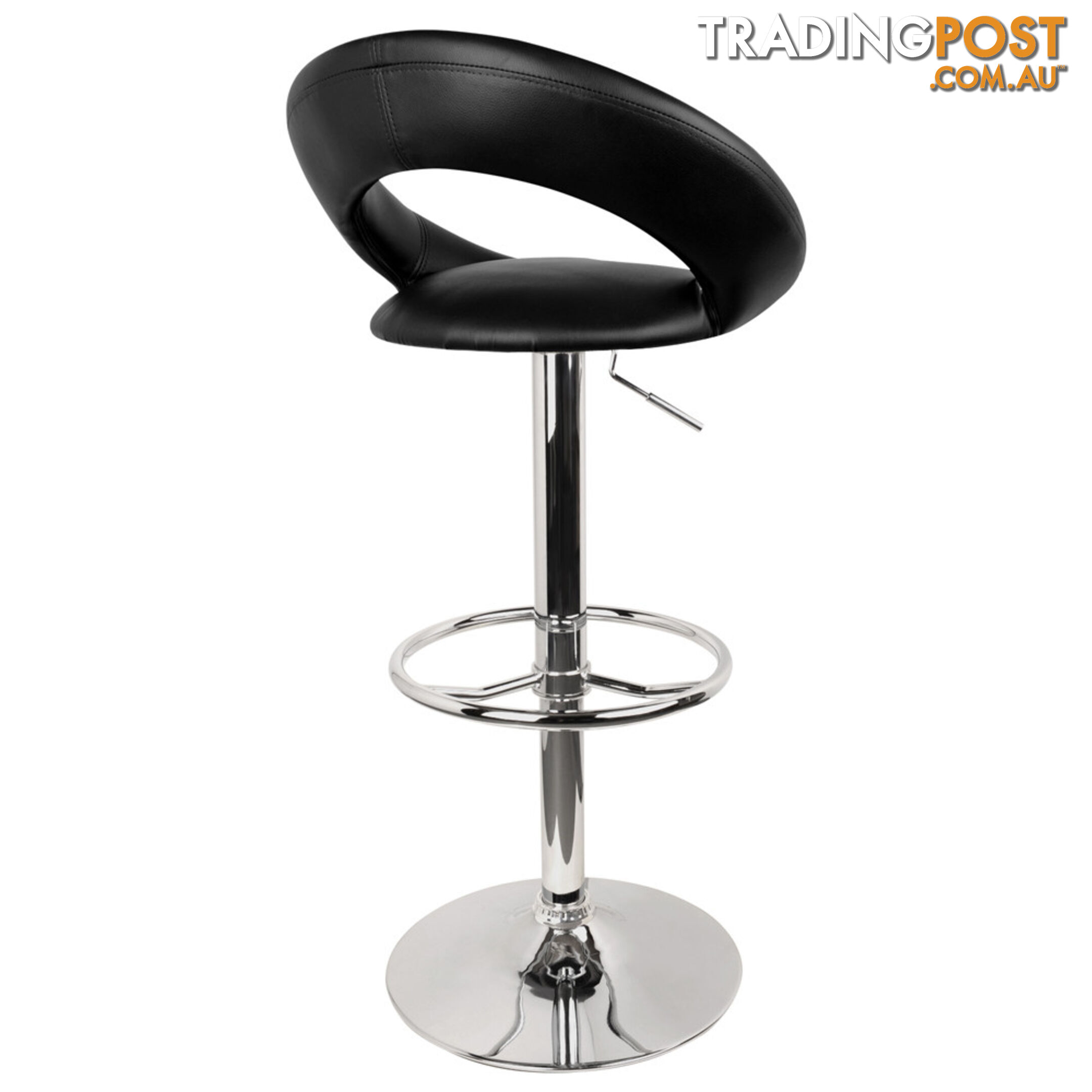 Set of 2 PU Leather Kitchen Bar Stool Black