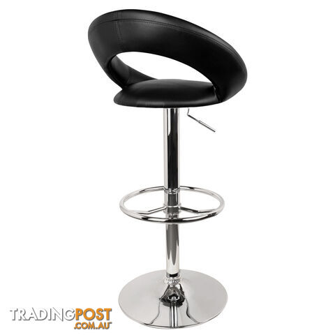 Set of 2 PU Leather Kitchen Bar Stool Black