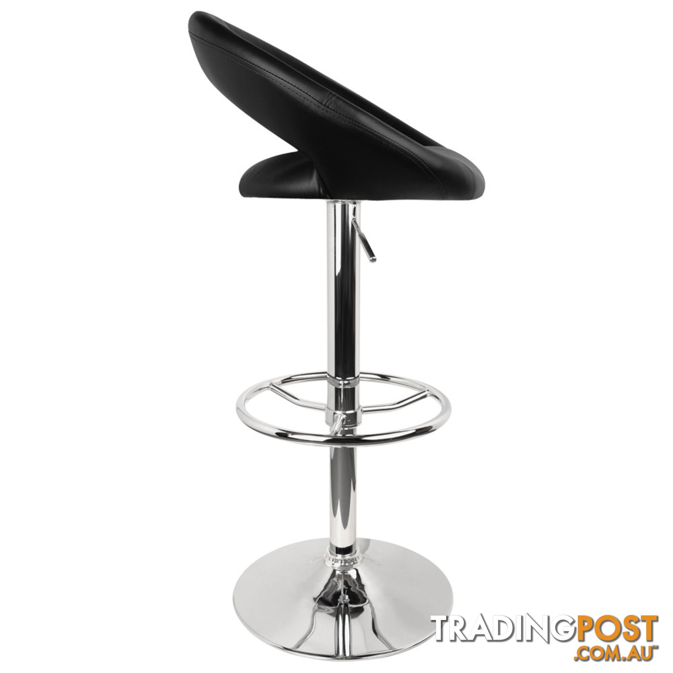 Set of 2 PU Leather Kitchen Bar Stool Black