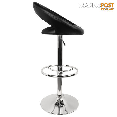 Set of 2 PU Leather Kitchen Bar Stool Black